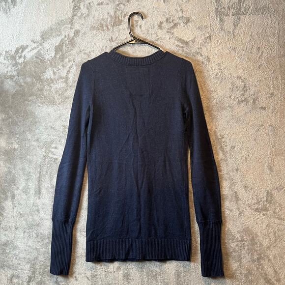 Y2k Hollister Navy Blue Button-Up Cardigan V-Neck Women's Size Large - Picture 4 of 5